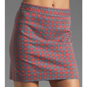 Marc by Marc Jacobs Molly Mini Skirt Checked Red Blue Black Stretch Size 2